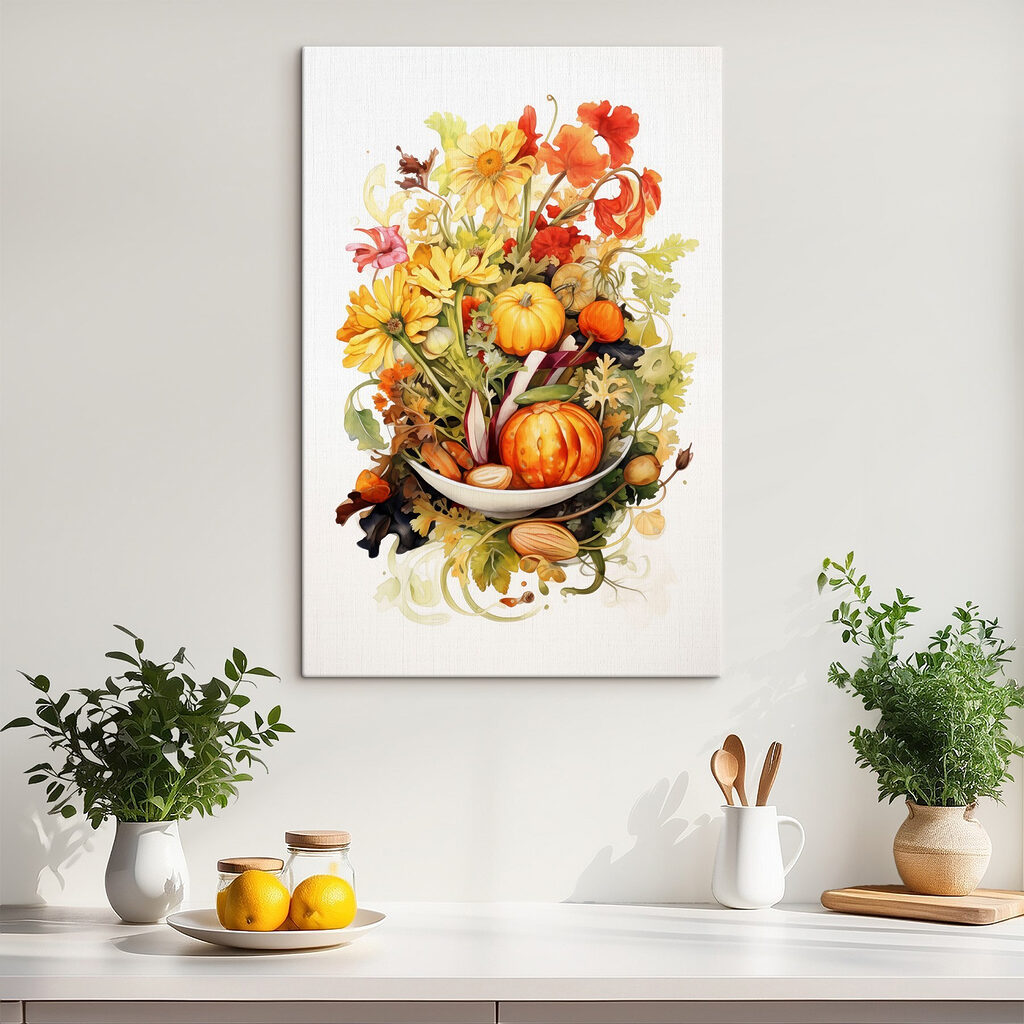 Gemüsestrauß in warmem Aquarell — Interieur 1