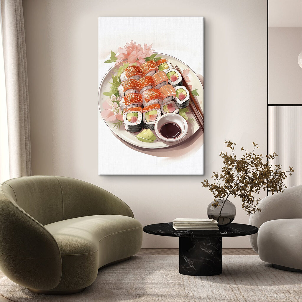 Sushiplatte mit rosa Blüte — Interieur 1