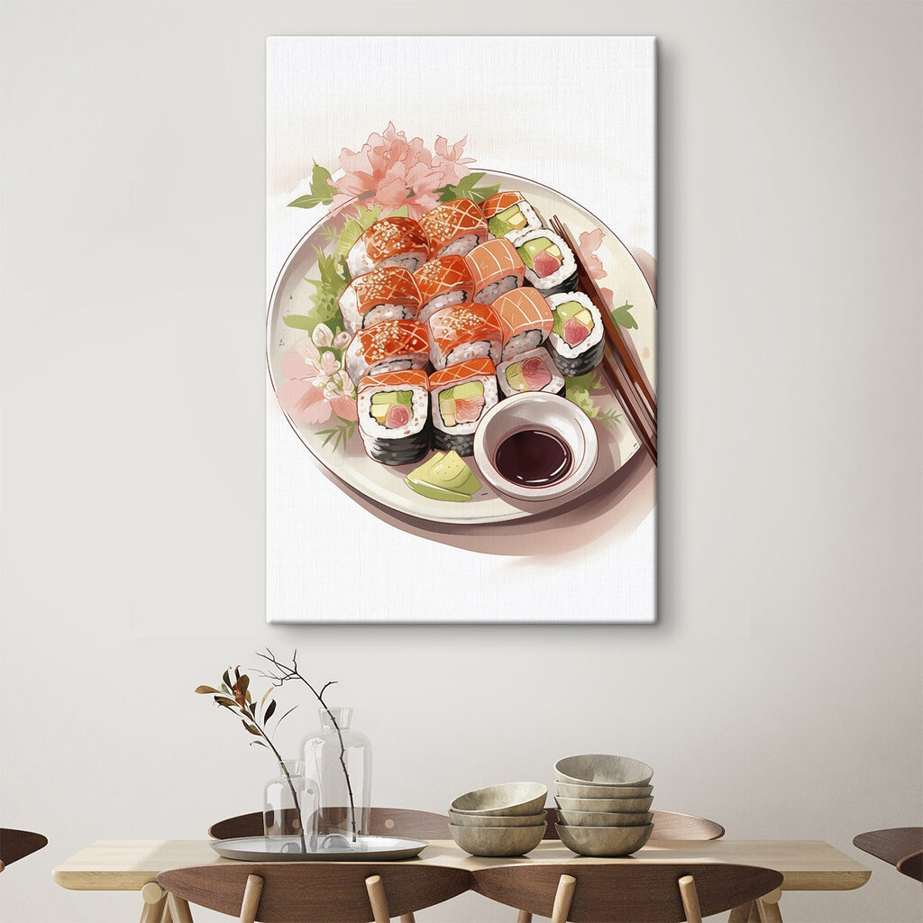 Sushiplatte mit rosa Blüte — Interieur 2