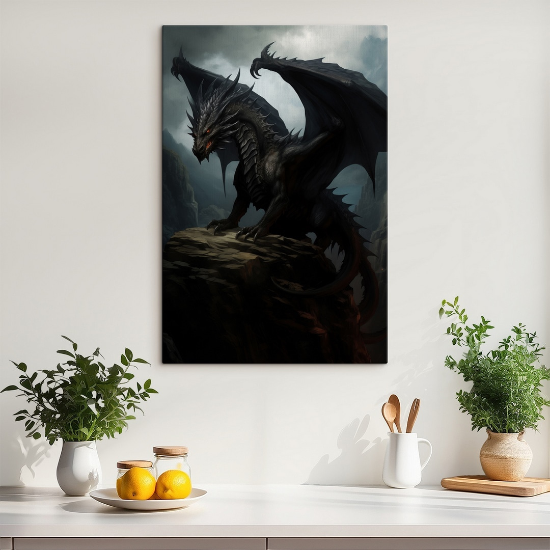 Dunkler Drache über Felsen — Interieur 1