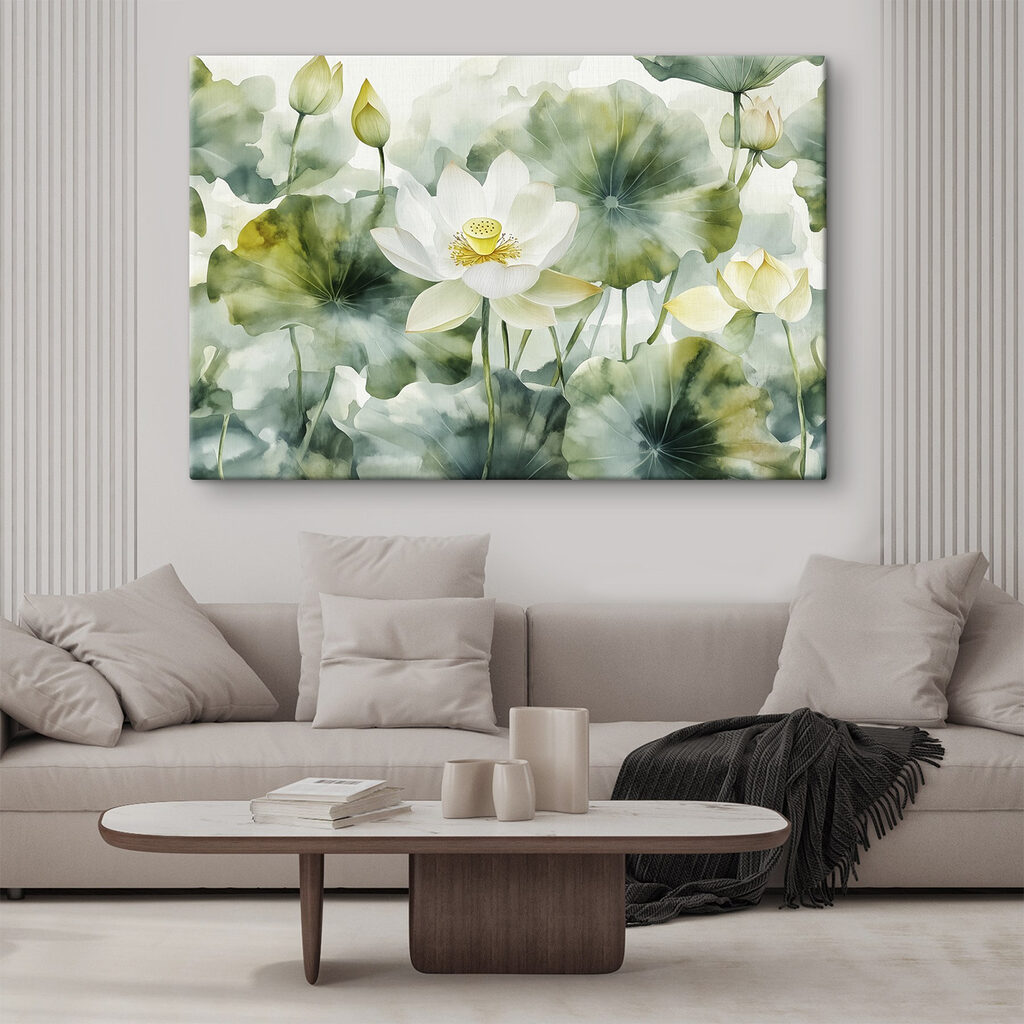 Weißer Lotus zwischen Blattkreisen — Interieur 2