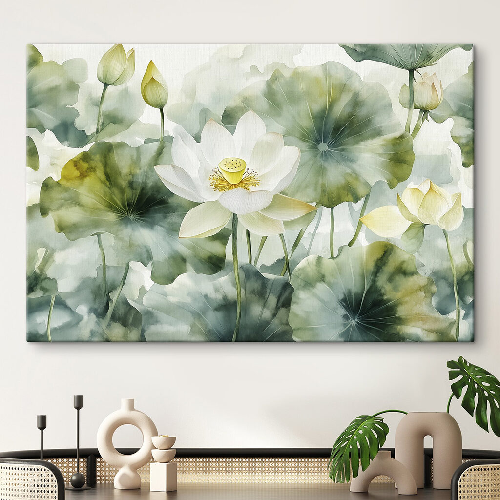 Weißer Lotus zwischen Blattkreisen — Interieur 1