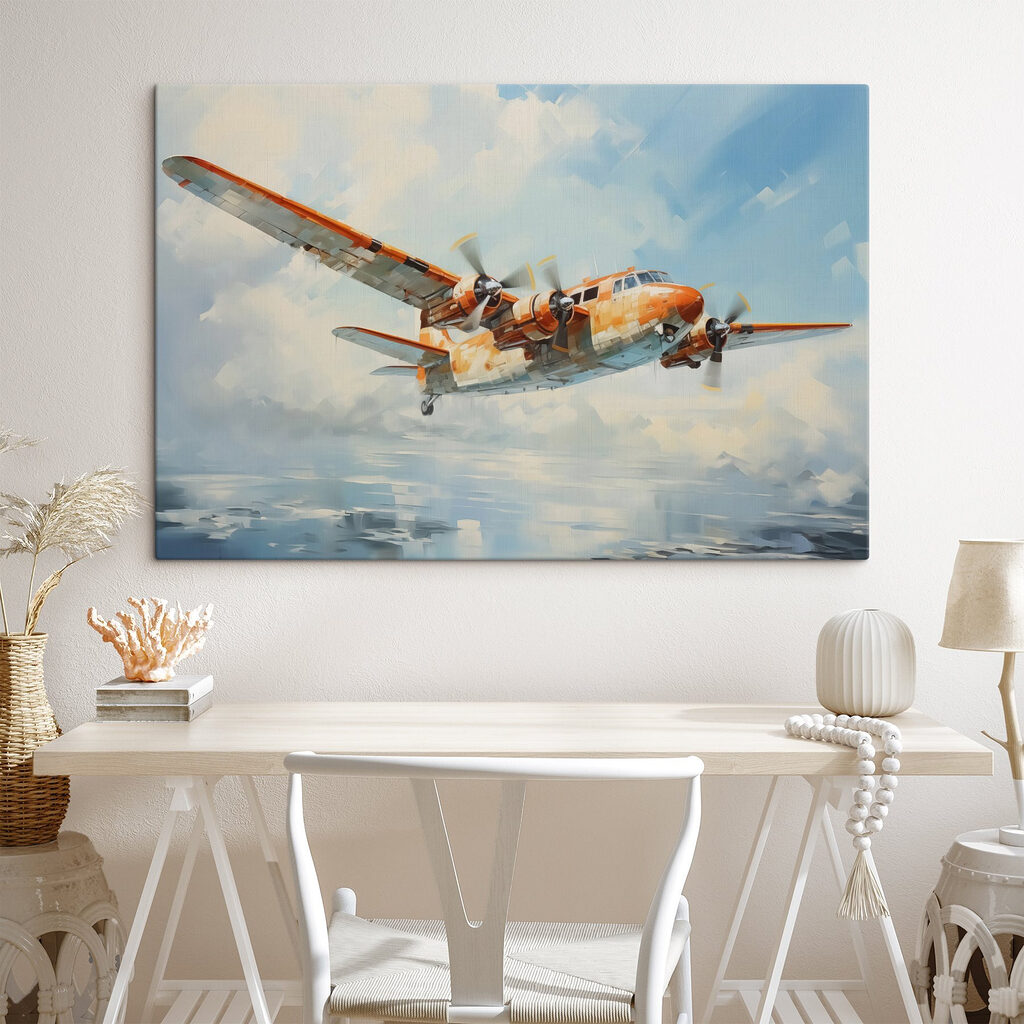 Flugzeug in gemalten Wolken — Interieur 2