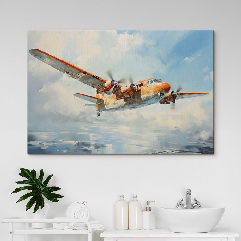 Flugzeug in gemalten Wolken — Interieur 1