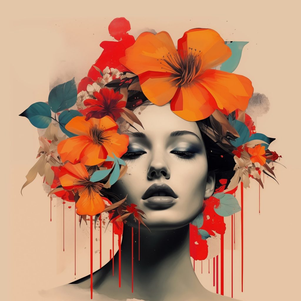 Orangefarbene Blumenkrone — ganzes Design