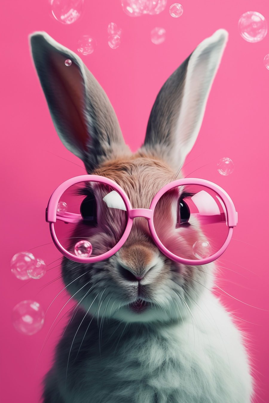 Kaninchen mit rosa Brille — ganzes Design