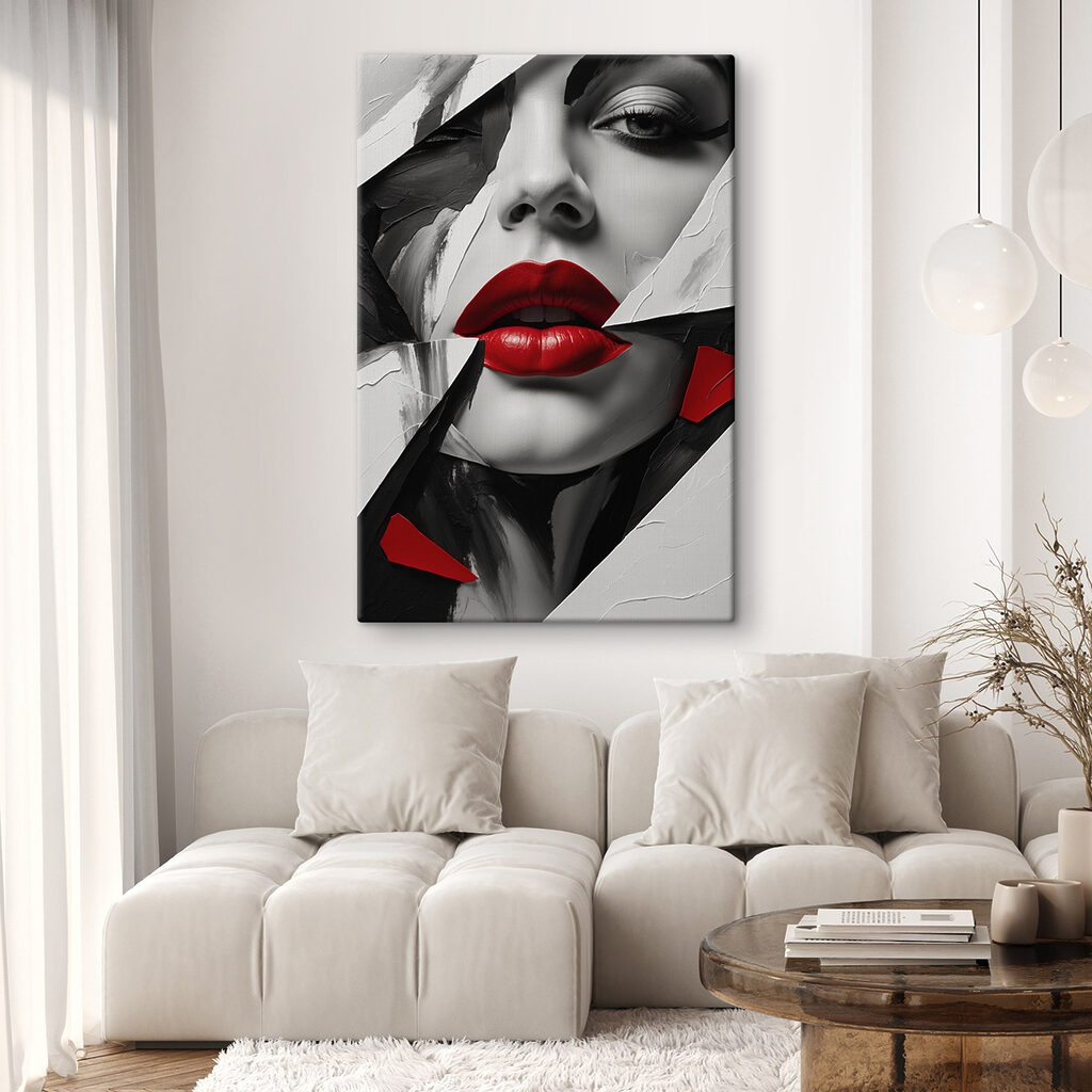 Rote Lippen zwischen Schnipseln — Interieur 1