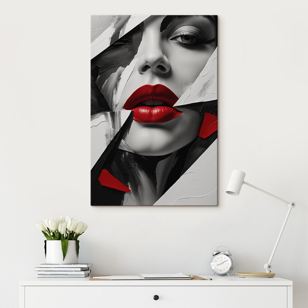 Rote Lippen zwischen Schnipseln — Interieur 4
