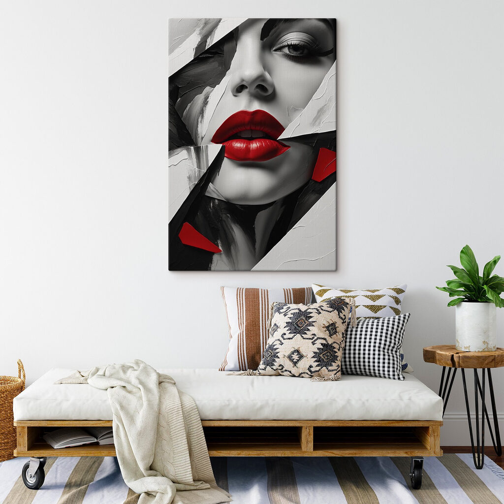 Rote Lippen zwischen Schnipseln — Interieur 5