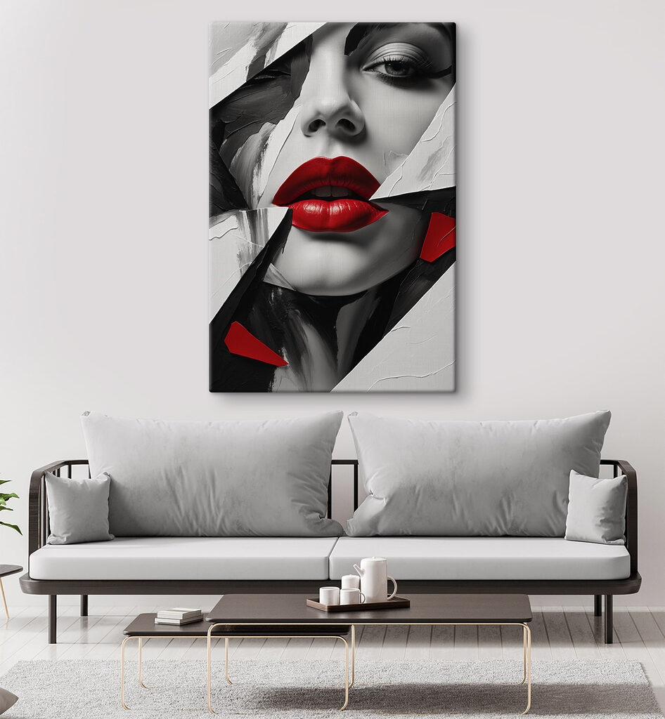 Rote Lippen zwischen Schnipseln — Interieur 2