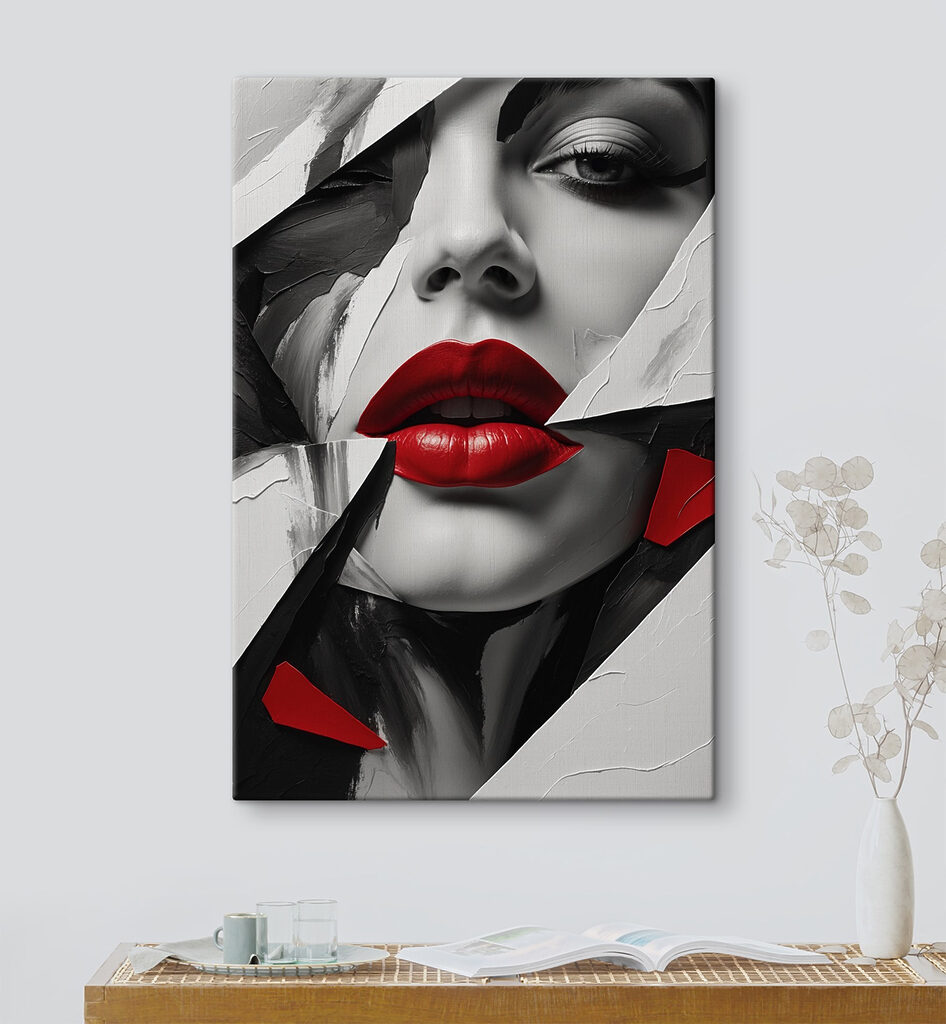 Rote Lippen zwischen Schnipseln — Interieur 3
