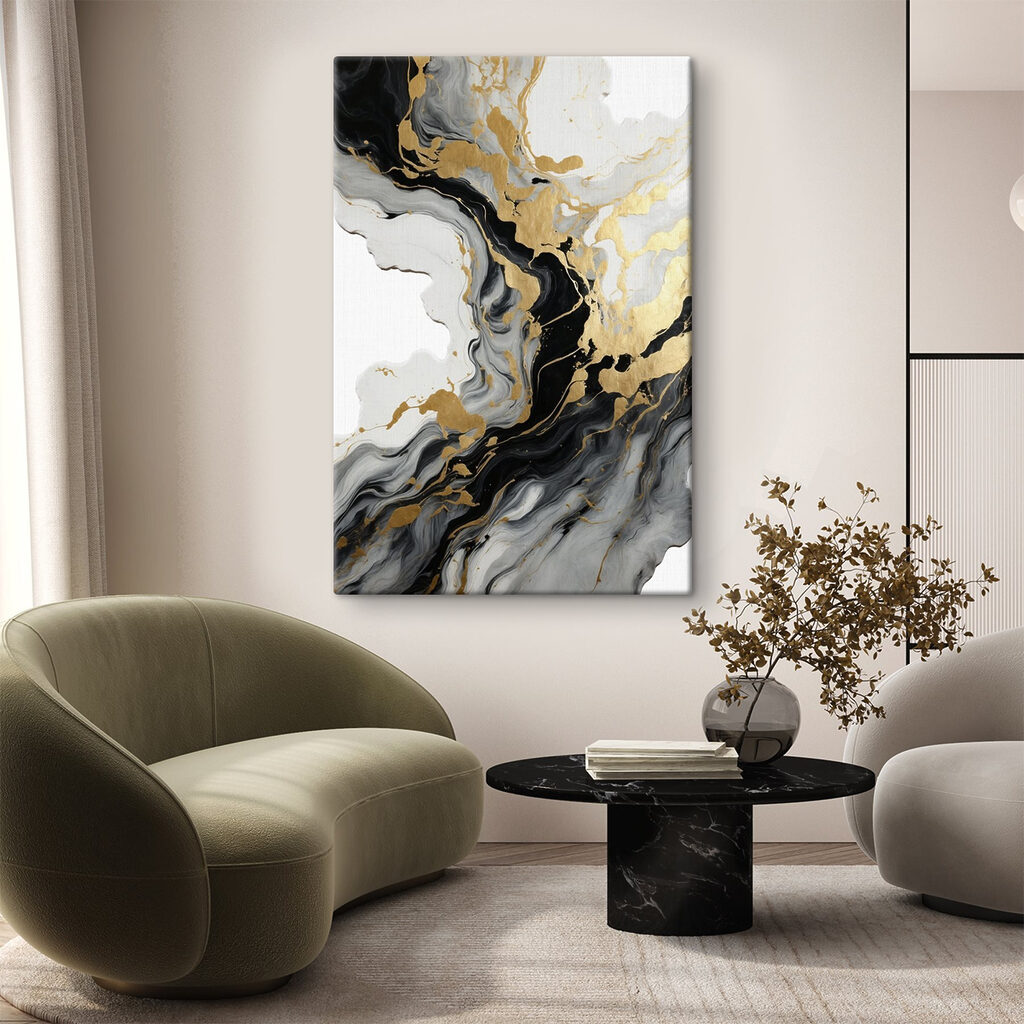 Goldadern in Schwarz-Weiß in einem Interieur
