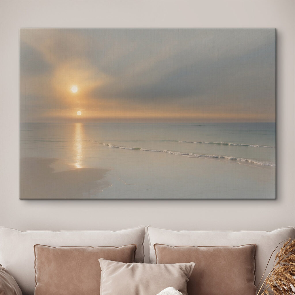 Sonne über stillem Strand in einem Interieur