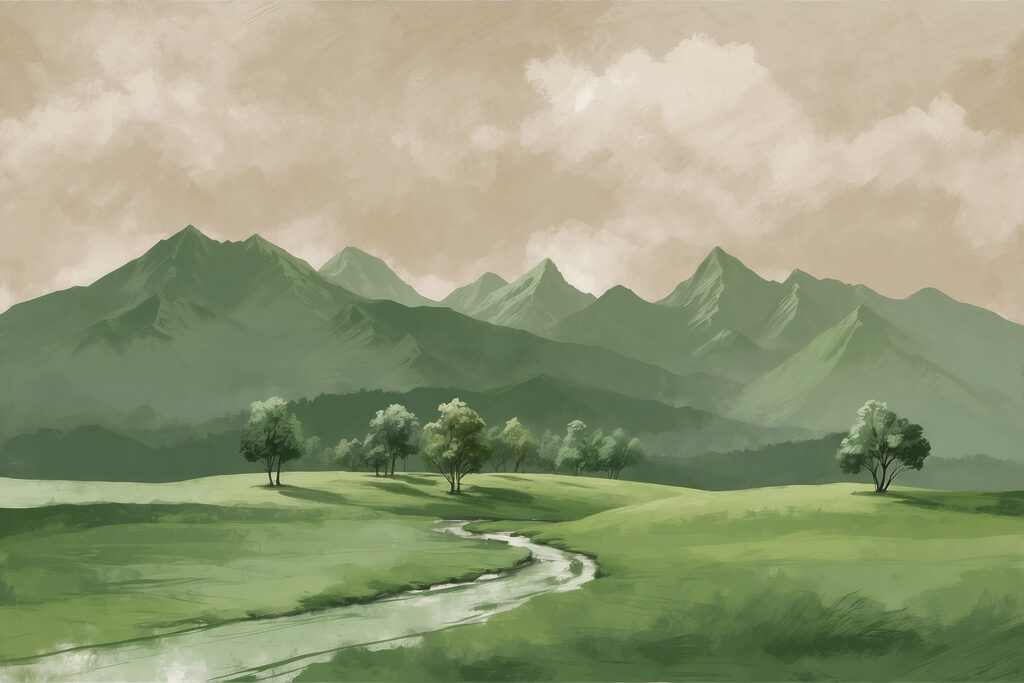 Grünes Bergtal — ganzes Design