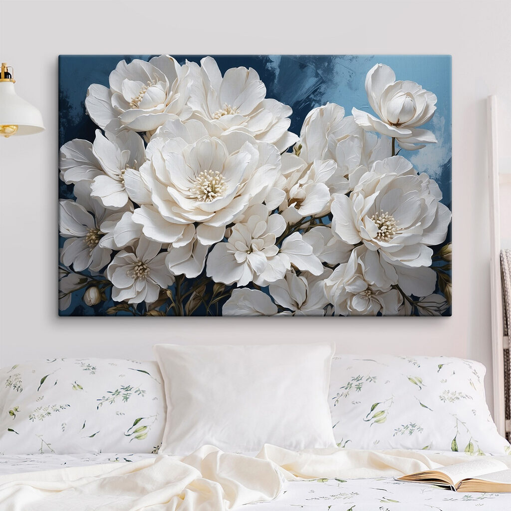 Weiße Blüten auf Nachtblau — Interieur 2