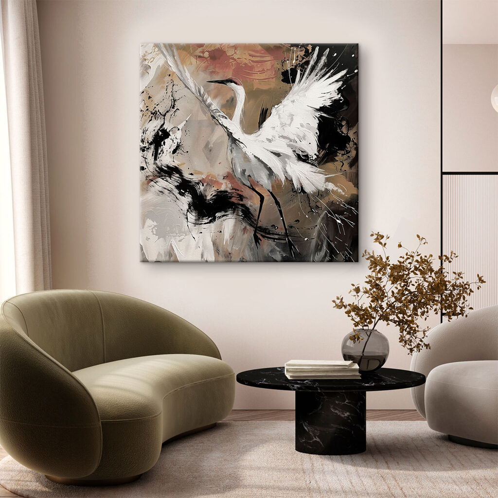Kranich zwischen Farbspritzern — Interieur 1