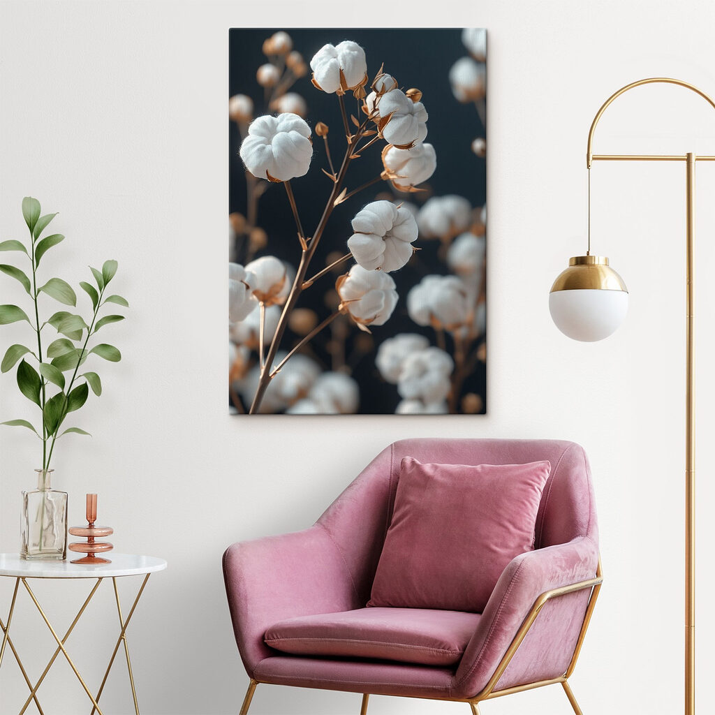 Baumwollzweig auf dunklem Grund — Interieur 2