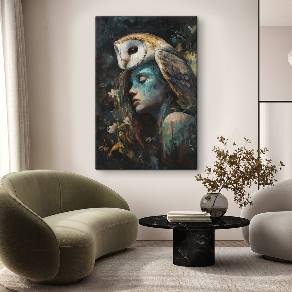 Schleiereule auf ihren Locken — Interieur 1