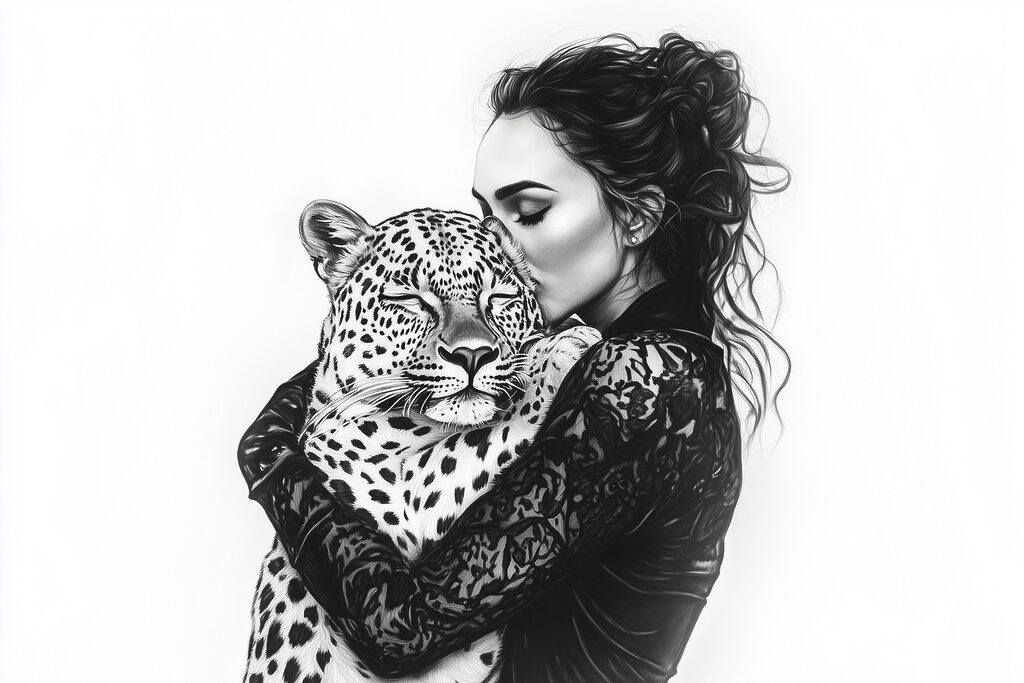 Umarmung mit einem Leoparden — ganzes Design