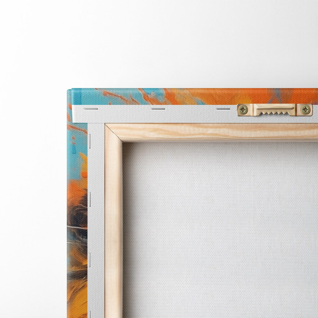 Löwenmähne in Orange-Blau — Rückseite