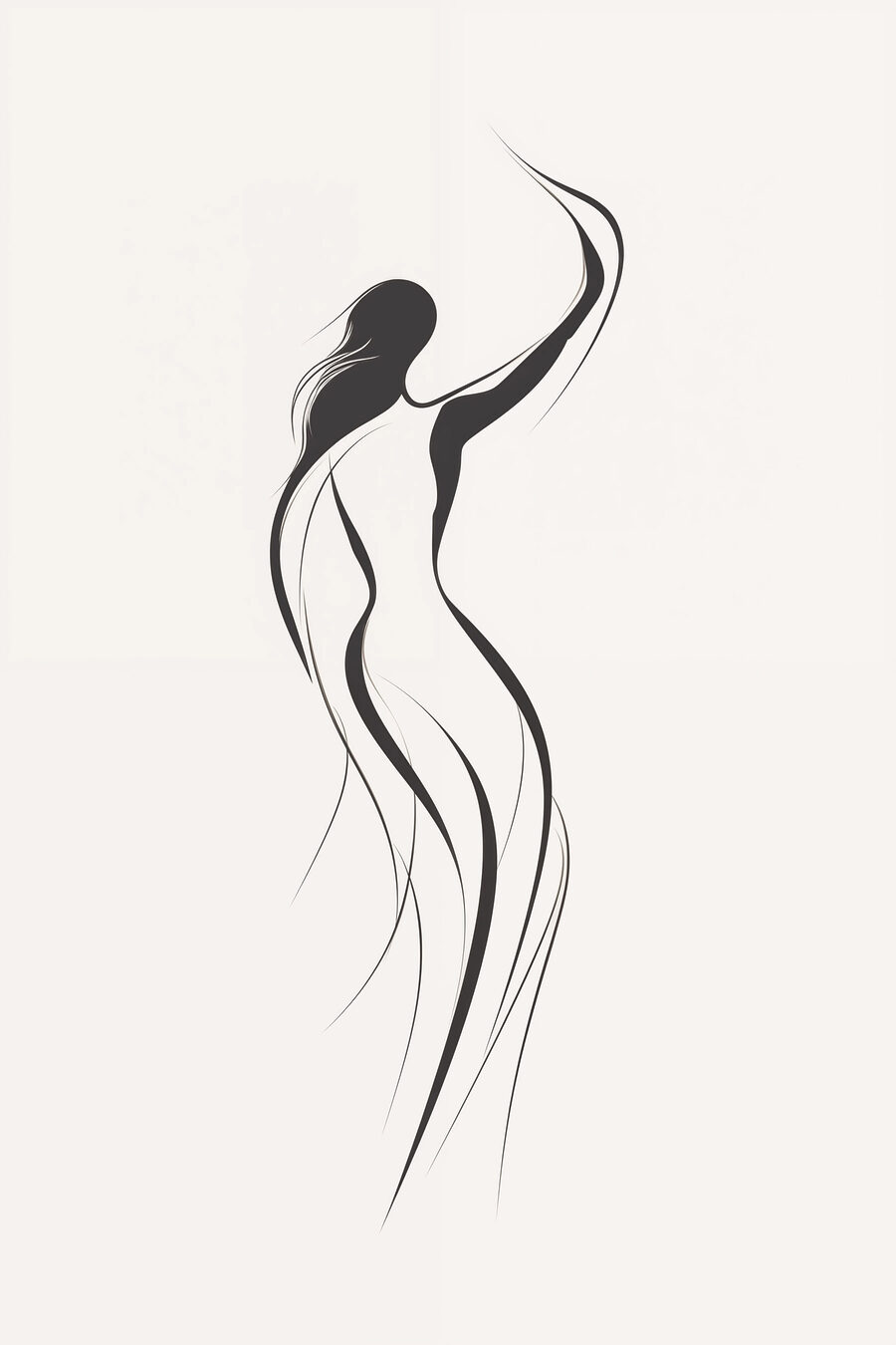 Tanz in schwarzen Linien — ganzes Design