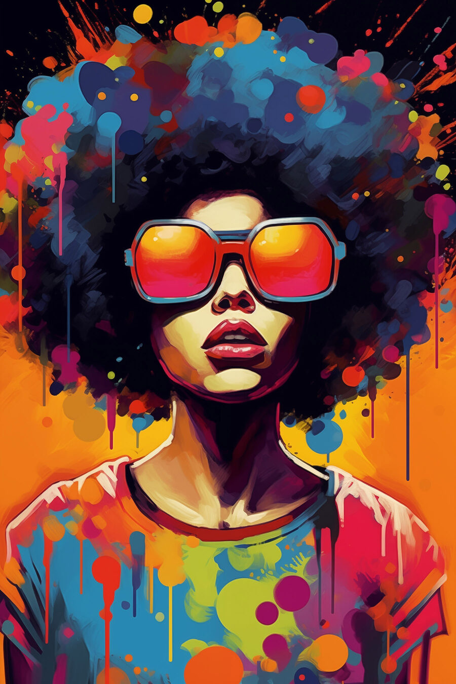 Afro-Porträt in kräftigen Farben — ganzes Design