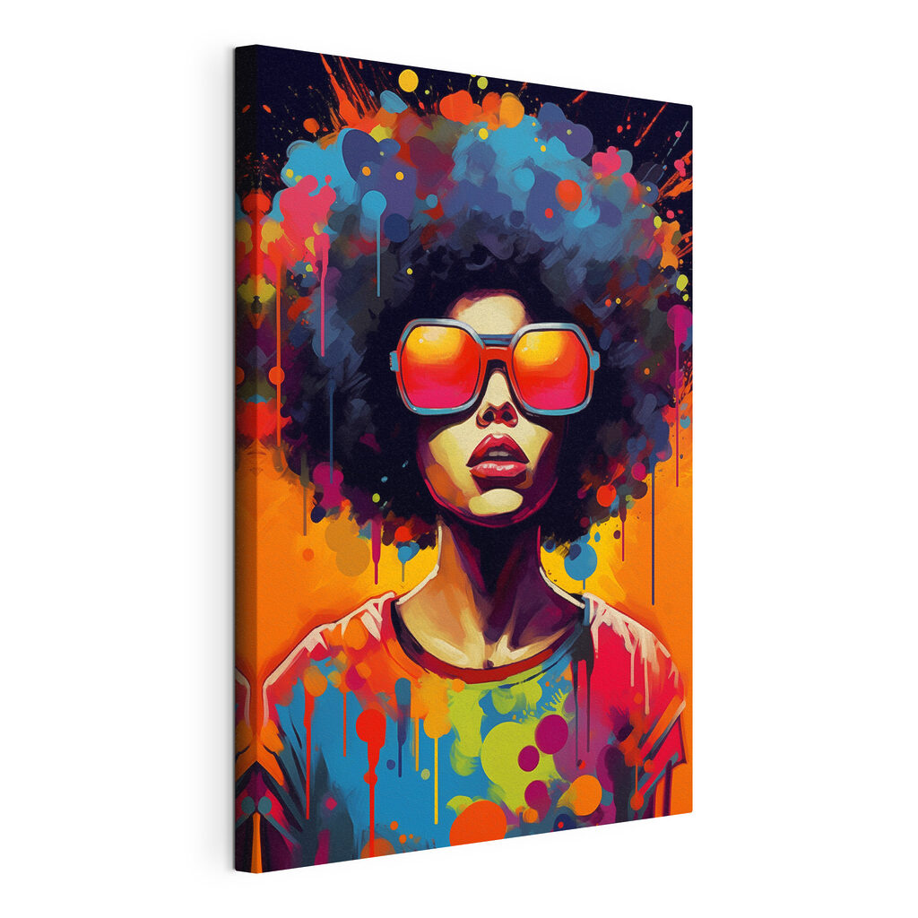 Afro-Porträt in kräftigen Farben, gespannte Leinwand mit umlaufender Kante