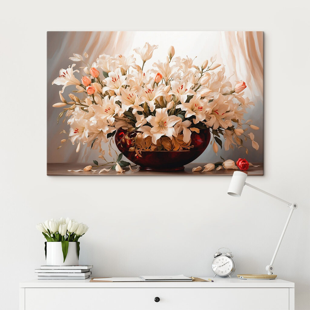 Lilien in weinroter Schale — Interieur 2