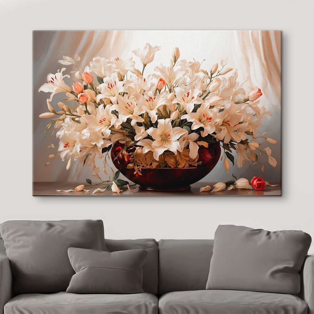 Lilien in weinroter Schale — Interieur 1