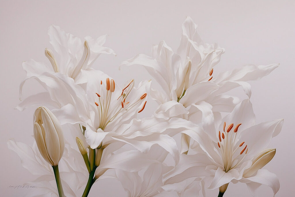 Stille weiße Lilien — ganzes Design