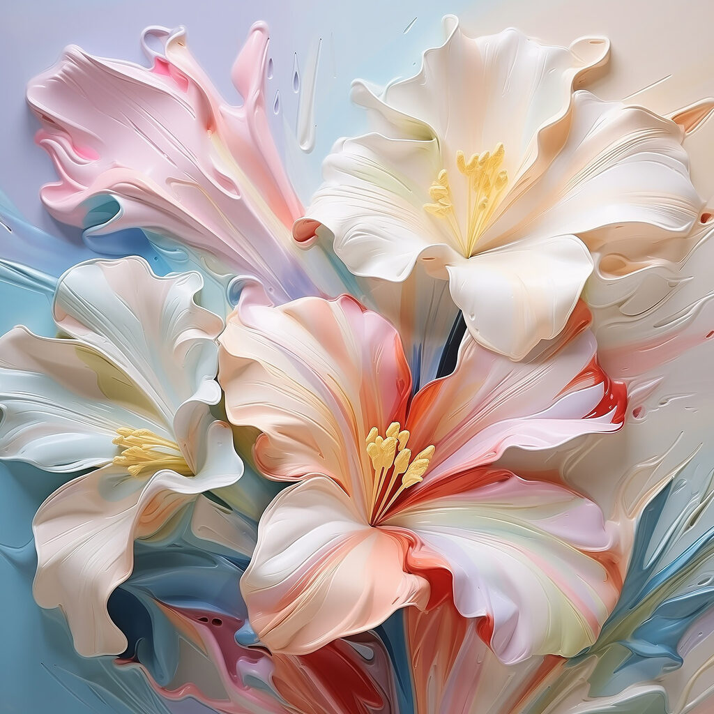 Lilien in rosa Pastellschichten — ganzes Design