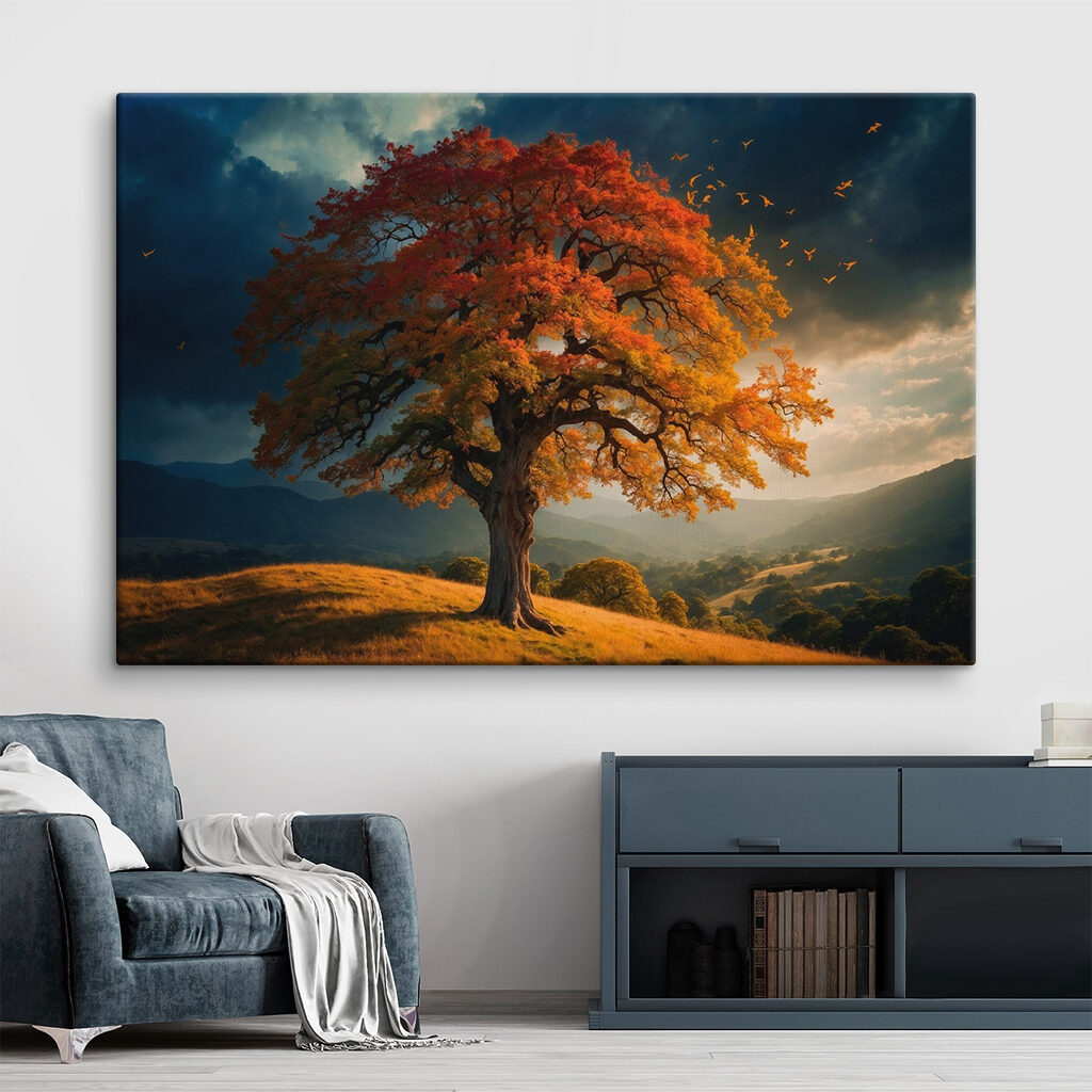 Herbstbaum vor dunklem Himmel — Interieur 1