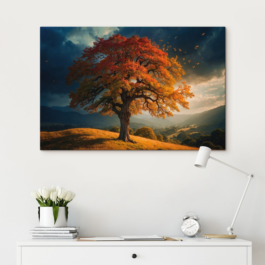 Herbstbaum vor dunklem Himmel — Interieur 2