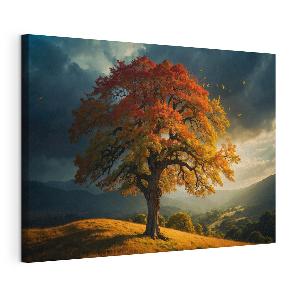 Herbstbaum vor dunklem Himmel — Produktansicht