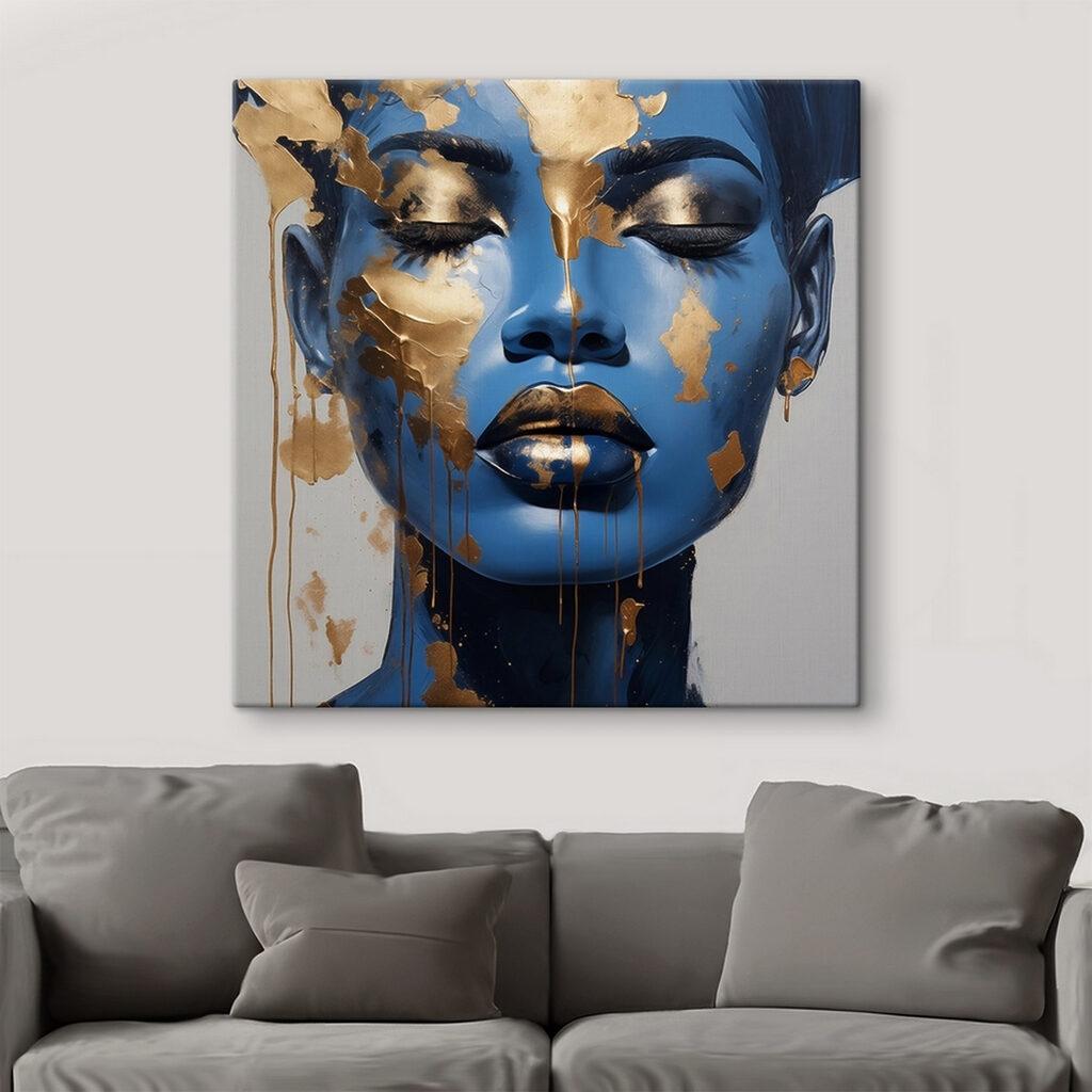 Blaues Porträt mit Goldflocken — Interieur 2