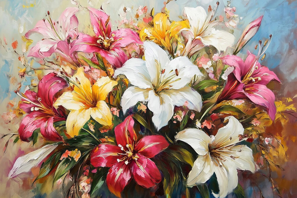 Lilien in allen Sommerfarben — ganzes Design