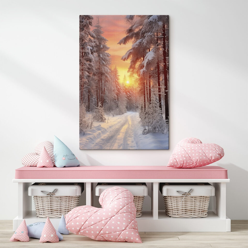 Rosa Winterhimmel über Schneespuren — Interieur 2