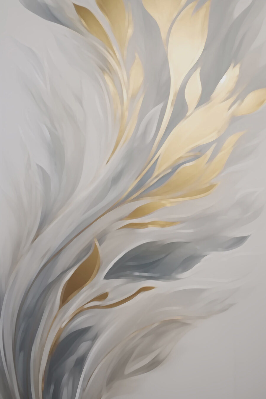 Goldblätter im grauen Strom — ganzes Design