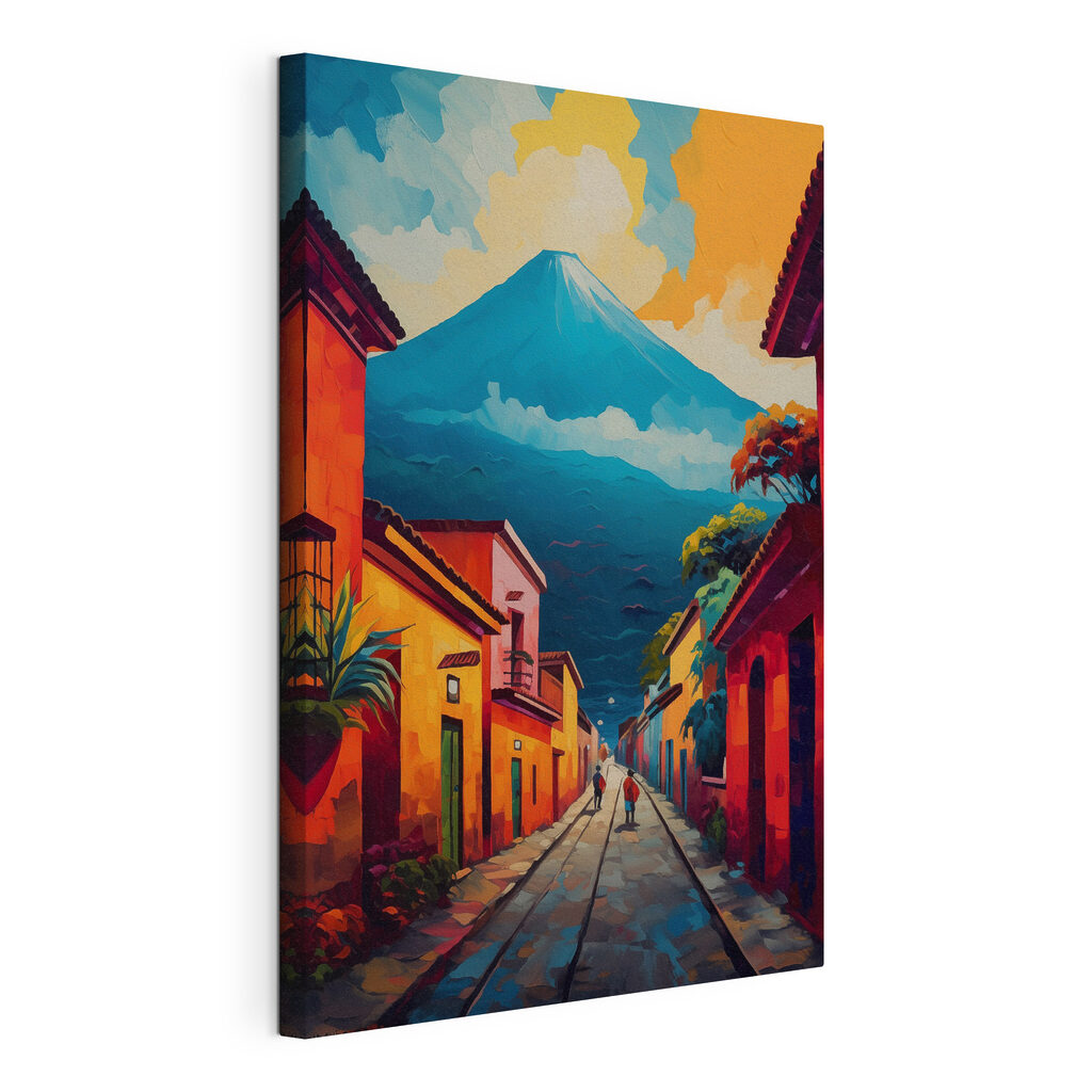 Gasse zum blauen Vulkan, gespannte Leinwand mit umlaufender Kante