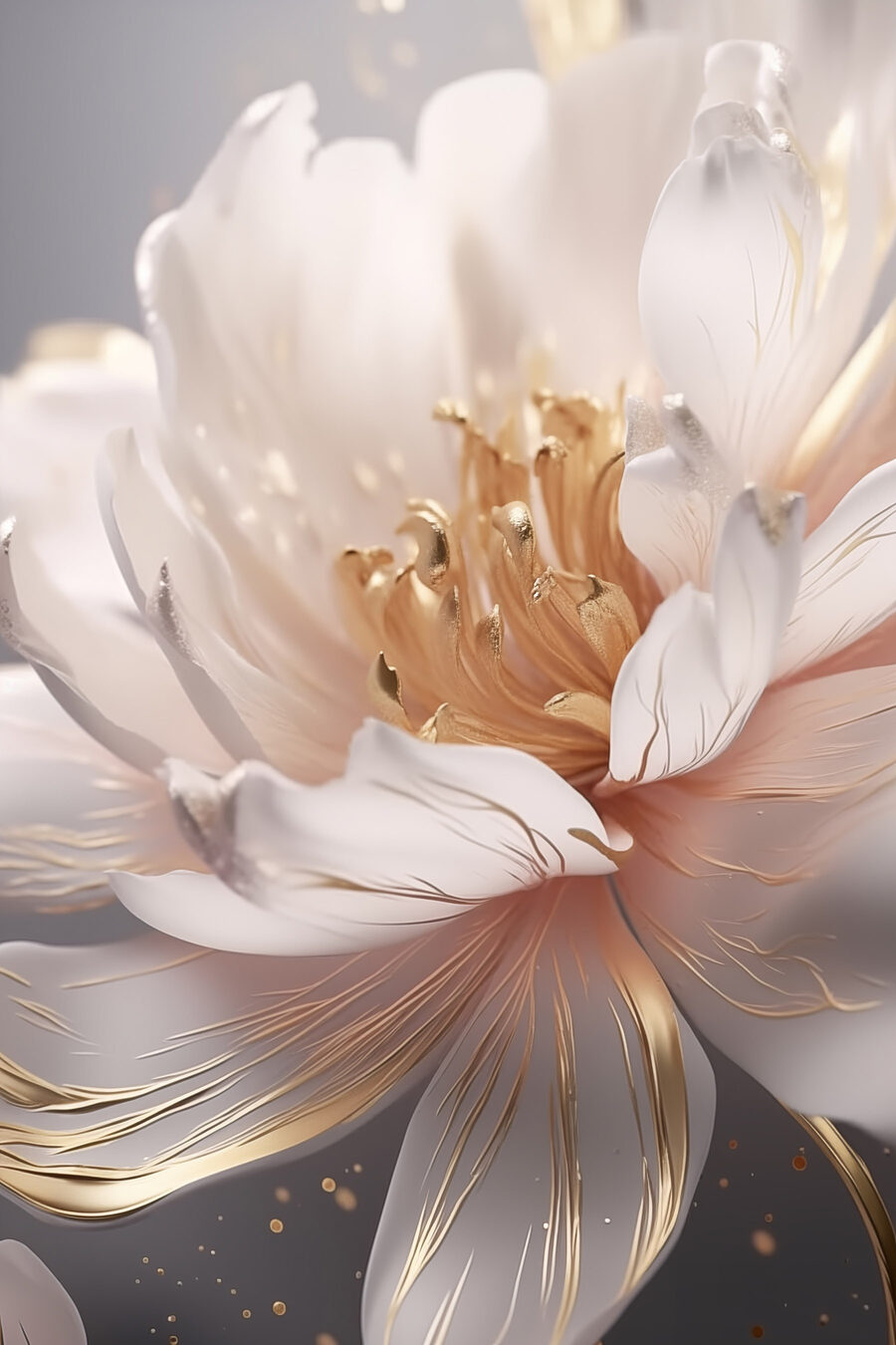 Blüte mit goldenem Herz — ganzes Design