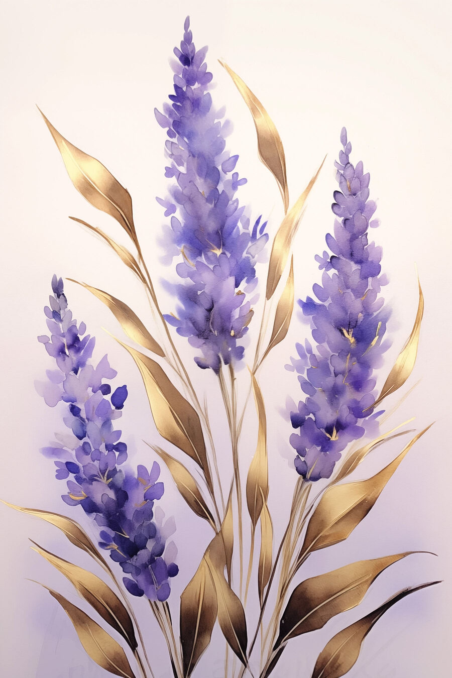 Lavendel mit goldenen Blättern — ganzes Design