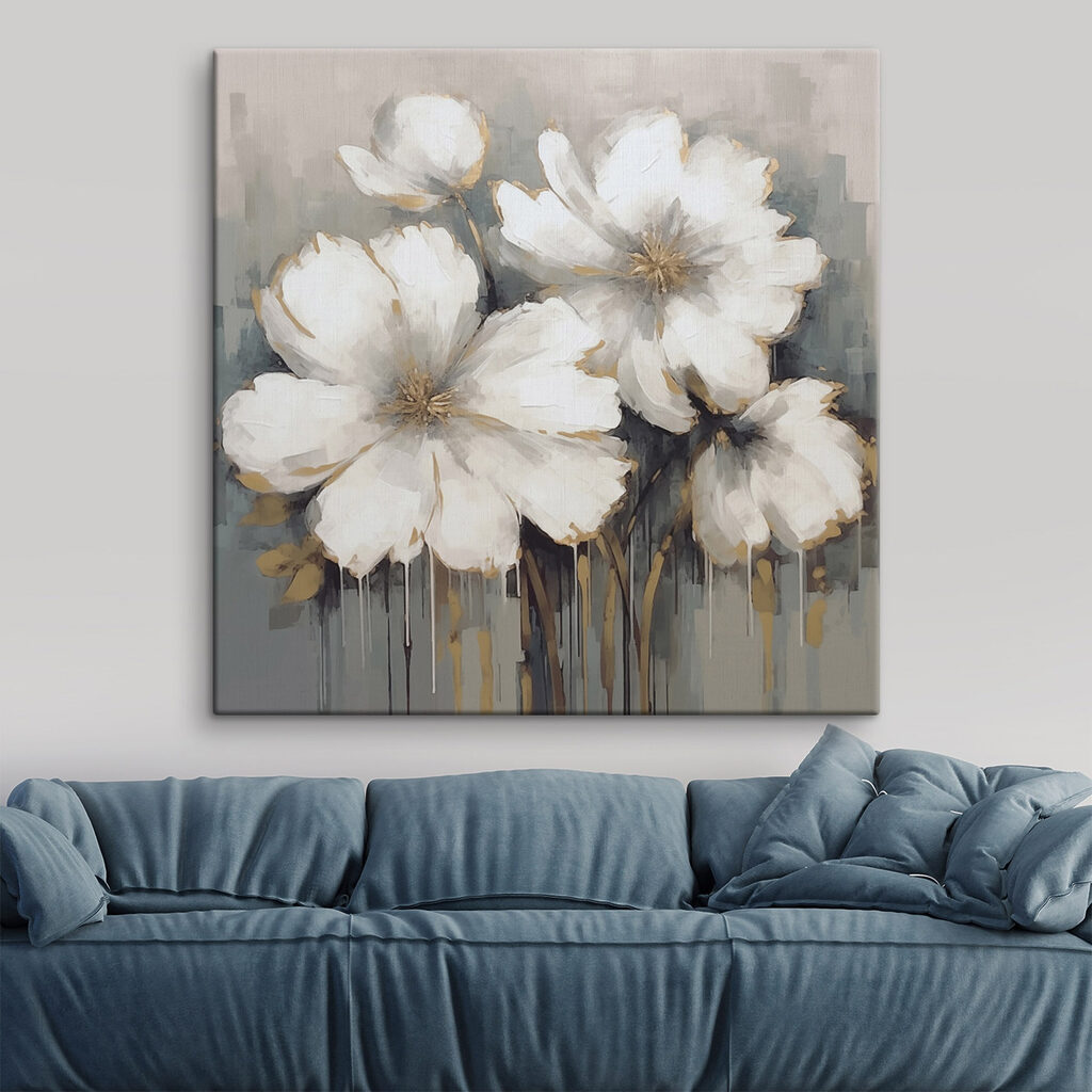 Blüten in grauen Pinselzügen — Interieur 1