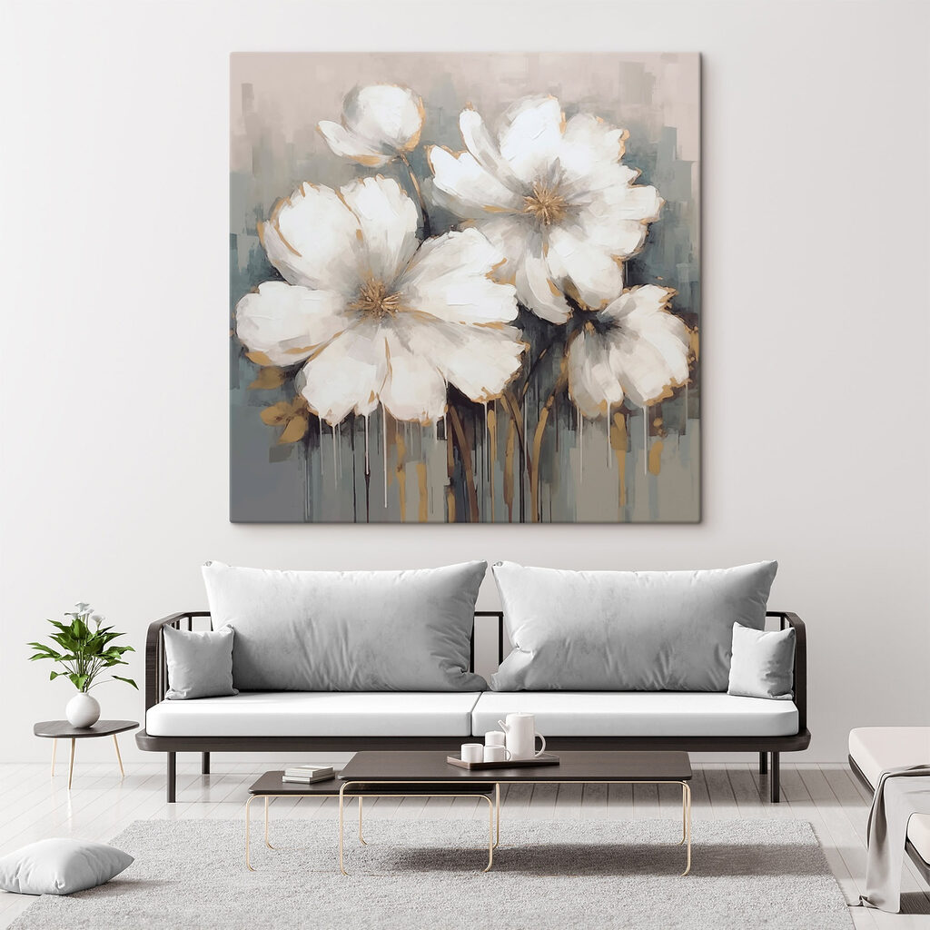 Blüten in grauen Pinselzügen — Interieur 2