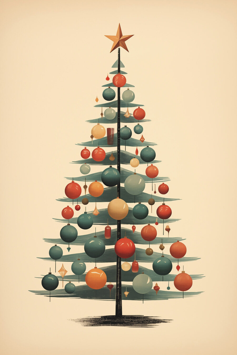 Weihnachtsbaum aus bunten Kugeln — ganzes Design