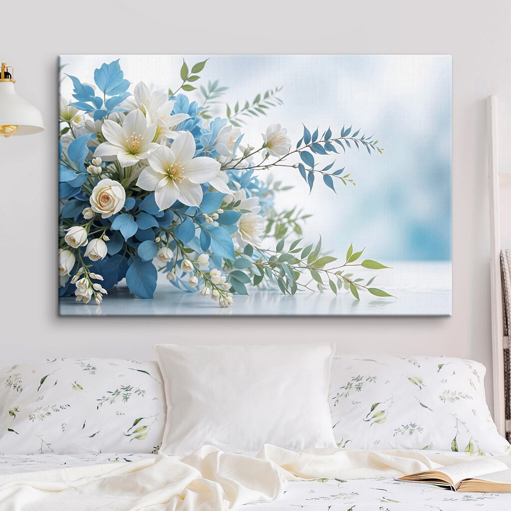 Weiße Blüten zwischen Blaugrün — Interieur 2