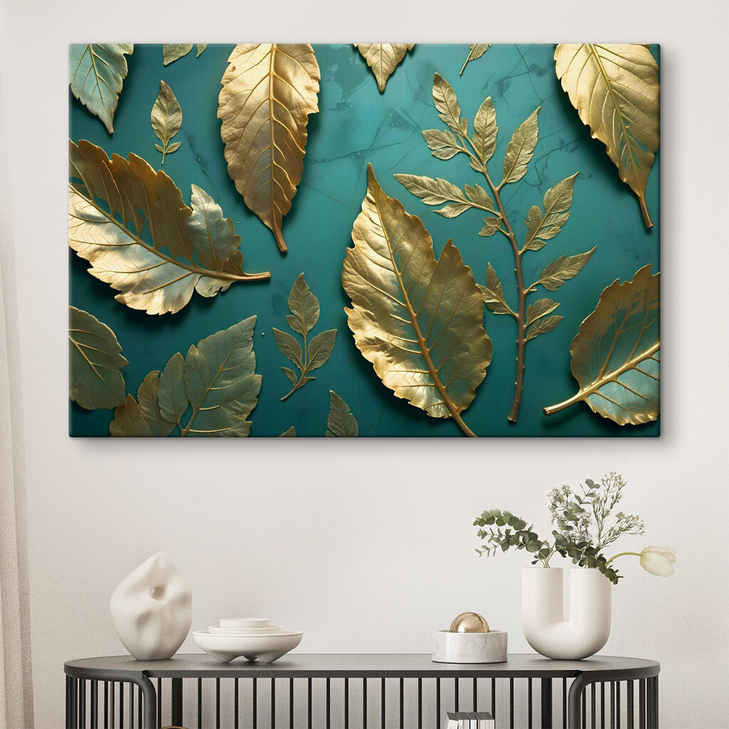 Goldener Blätterfall auf Türkis — Interieur 2