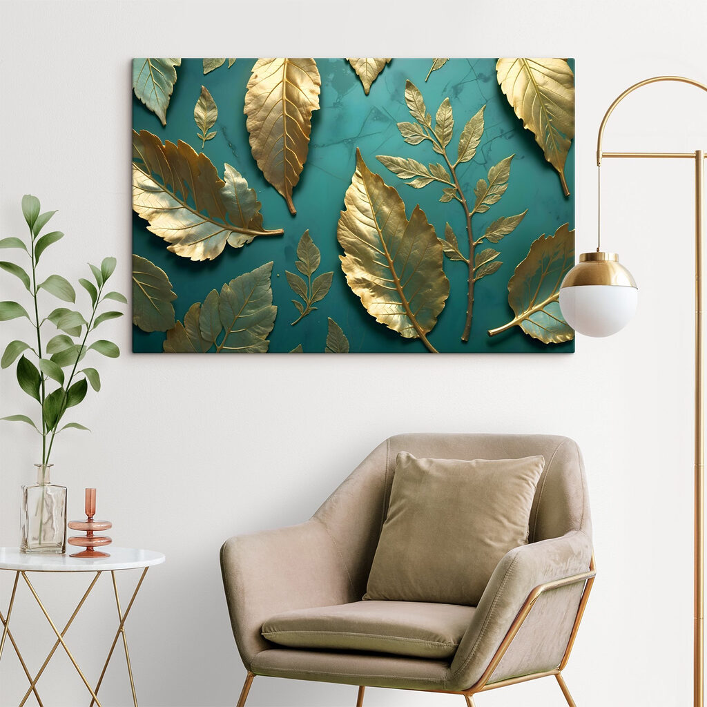 Goldener Blätterfall auf Türkis — Interieur 1