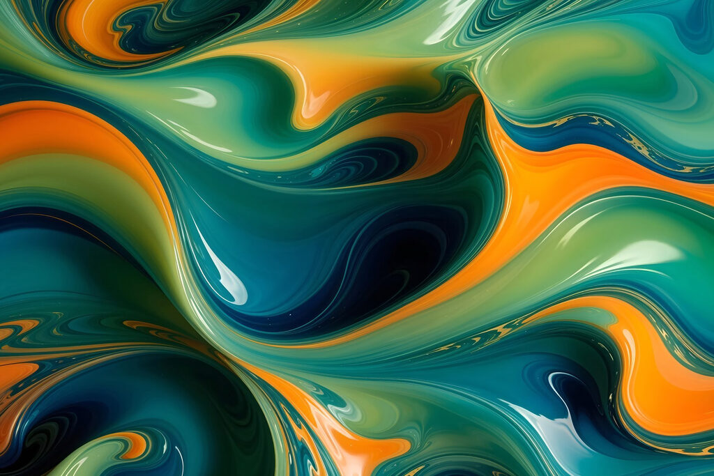 Grün fließt durch Orange — ganzes Design