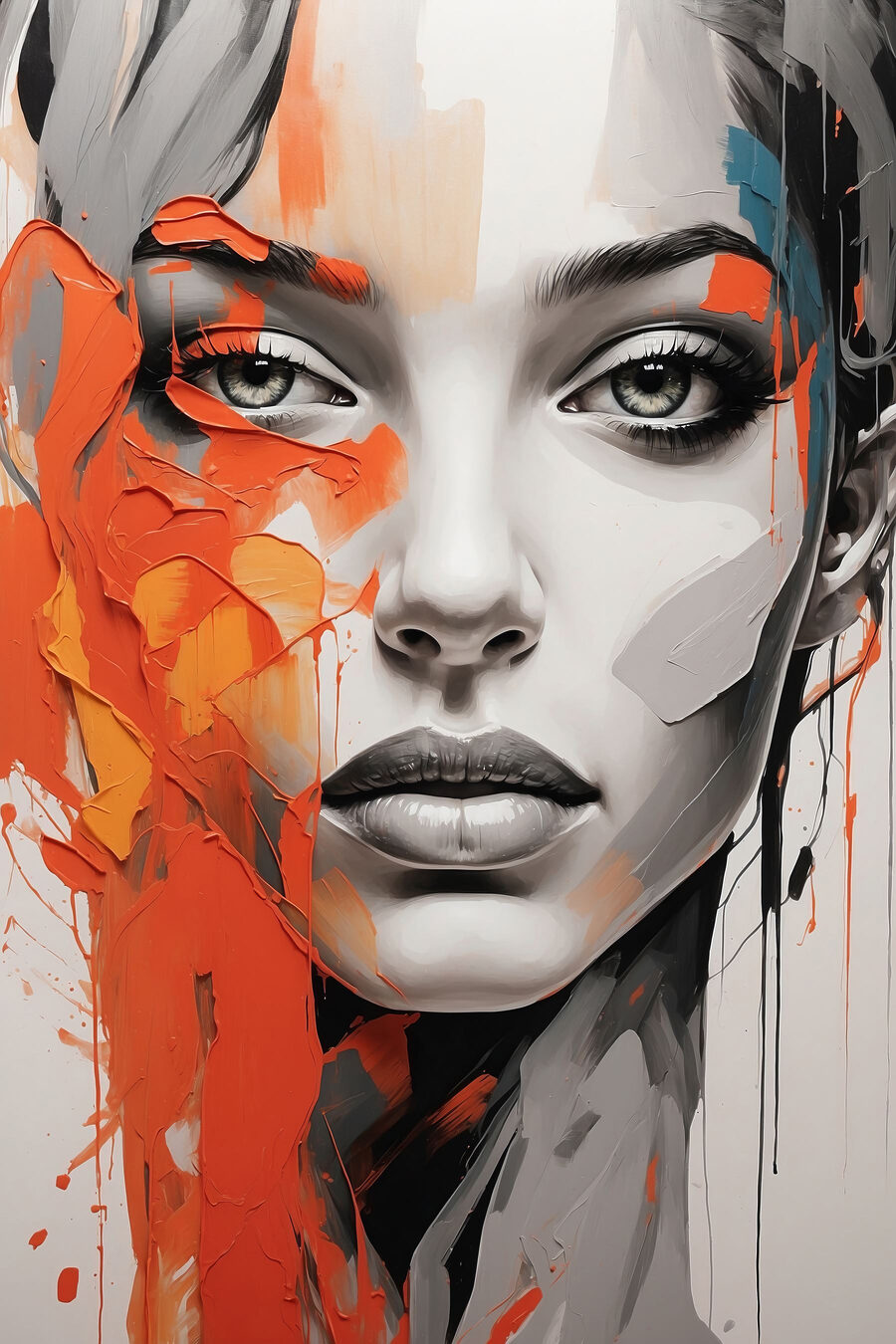 Grauer Blick zwischen Orange — ganzes Design