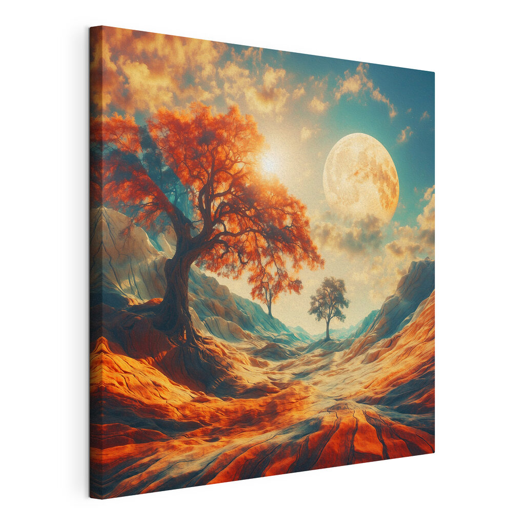 Herbstbaum unter goldenem Mond — Produktansicht